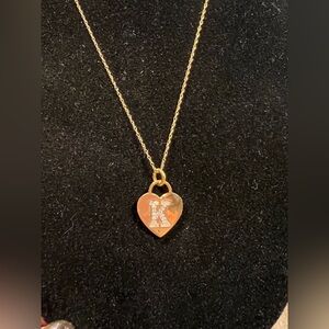 14k Solid Gold JSC K Pendant Necklace With Solid 14k Gold Chain NWOT